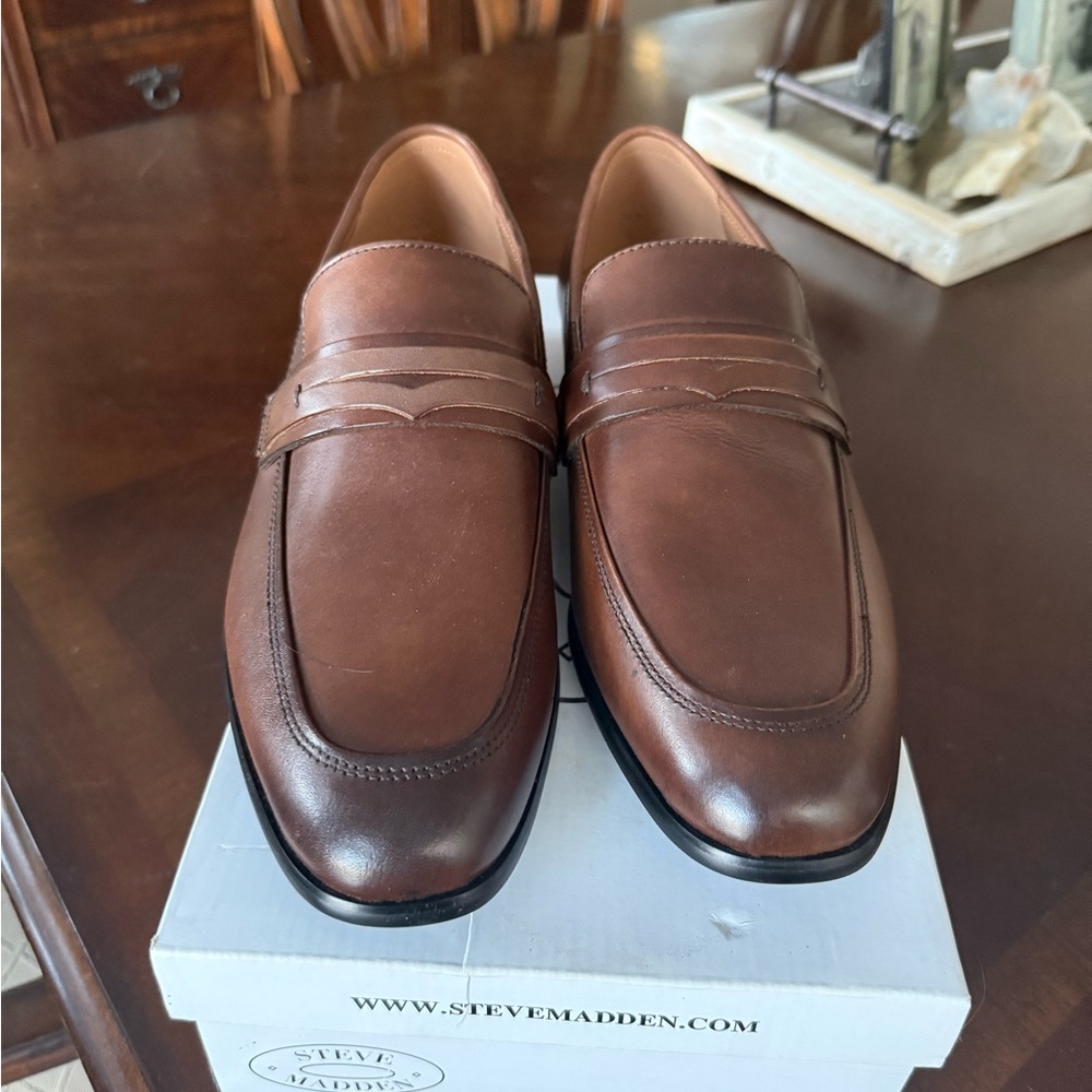 Steve Madden Dark Brown Leather Slip-Ons